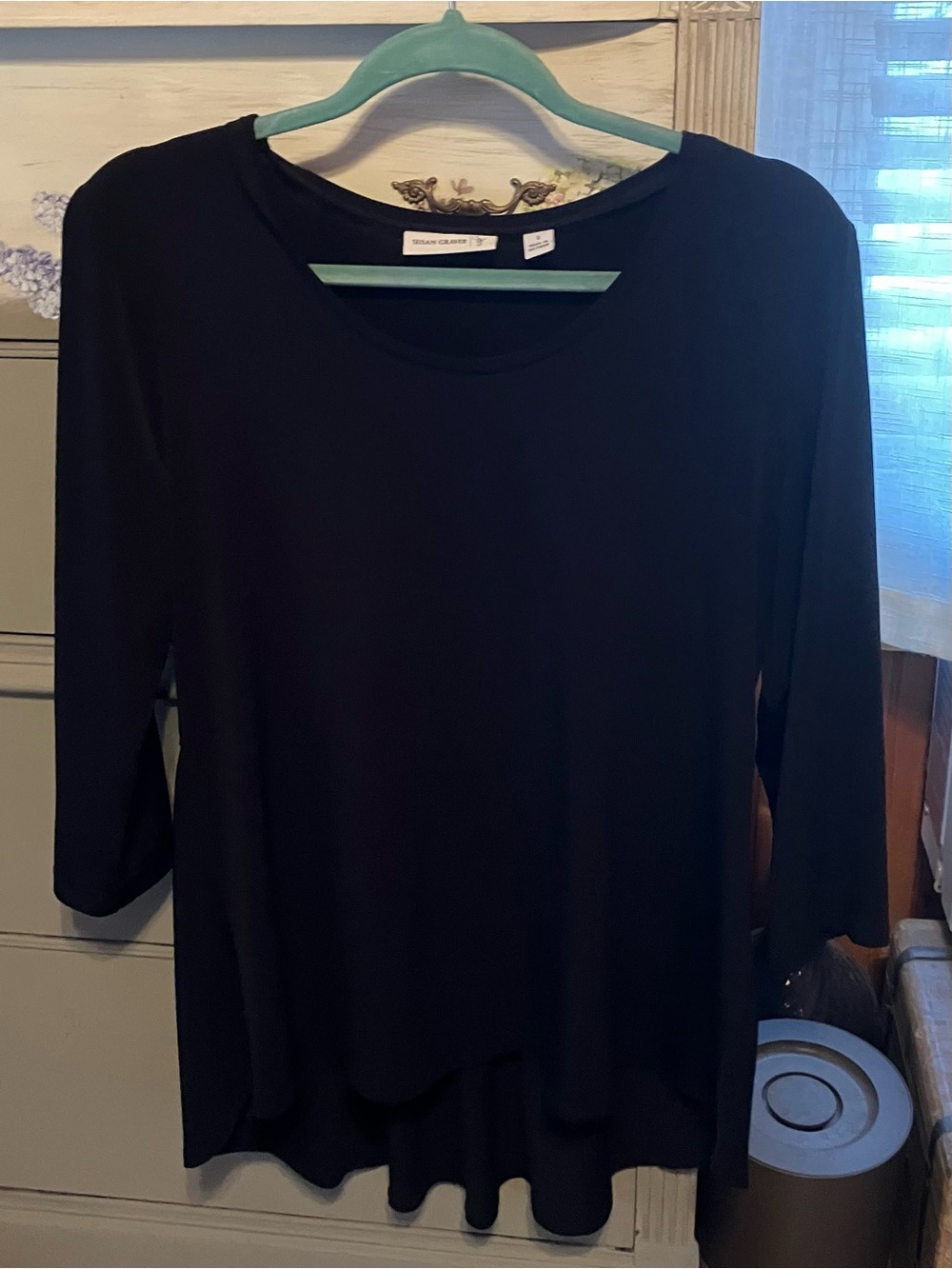 Susan Graver Black Long Sleeve Scoop Neck Tunic